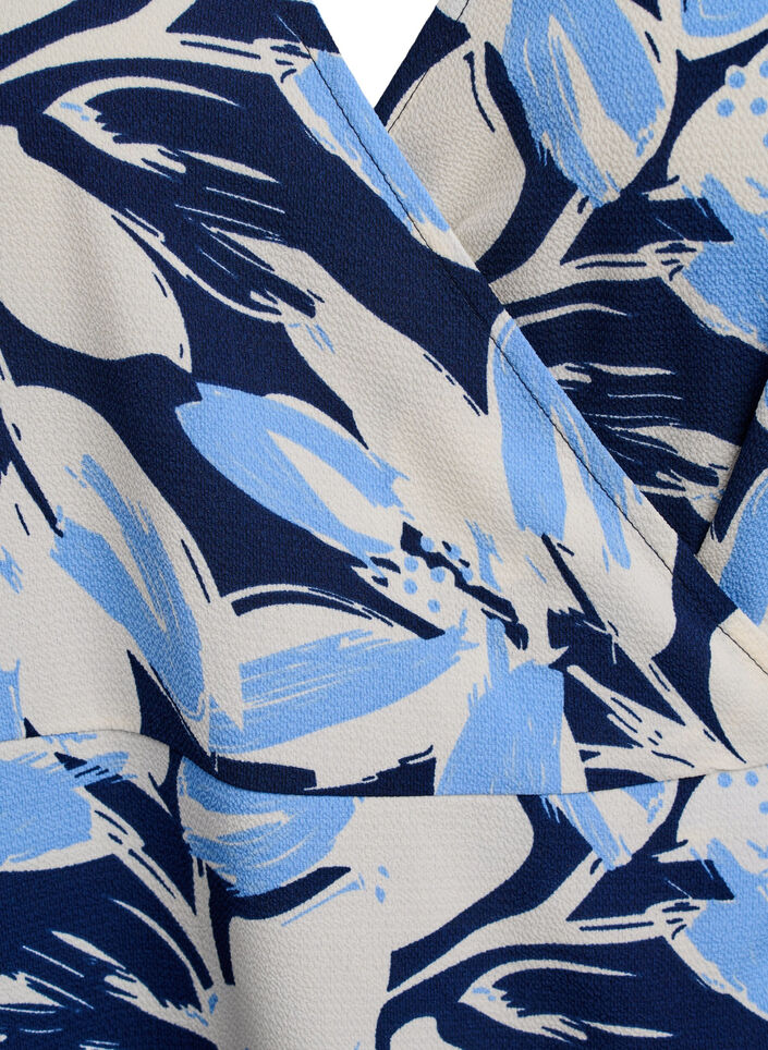 Robe portefeuille &agrave; fleurs et manches courtes, Bleu, Packshot image number 2