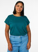 T-shirt &agrave; manches courtes en coton m&eacute;lang&eacute;, Vert fonc&eacute;, Model image number 0