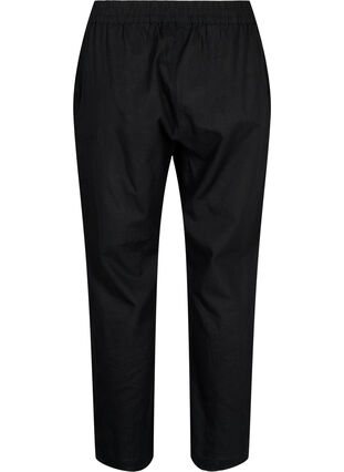 Pantalon en coton uni avec du lin, Black, Packshot image number 1