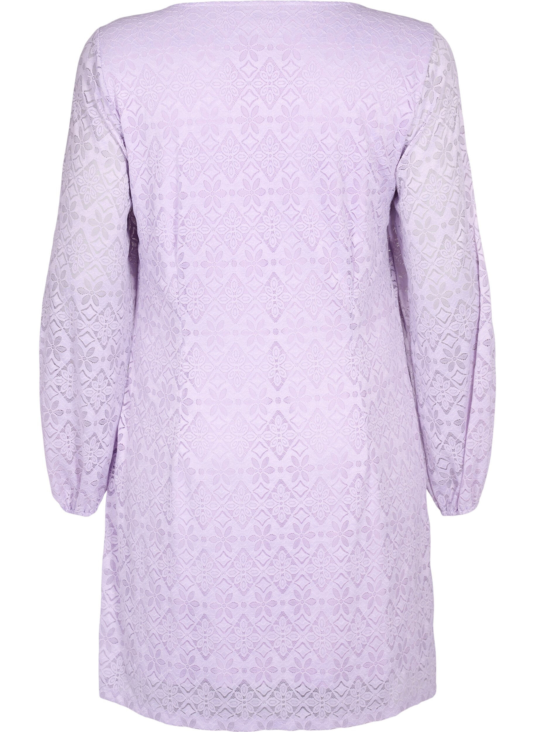 ZizziRobe en dentelle avec d&eacute;coupe en V et manches longues, Pastel Lilac, Packshot image number 1