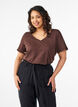 T-shirt col V, Marron, Model image number 0