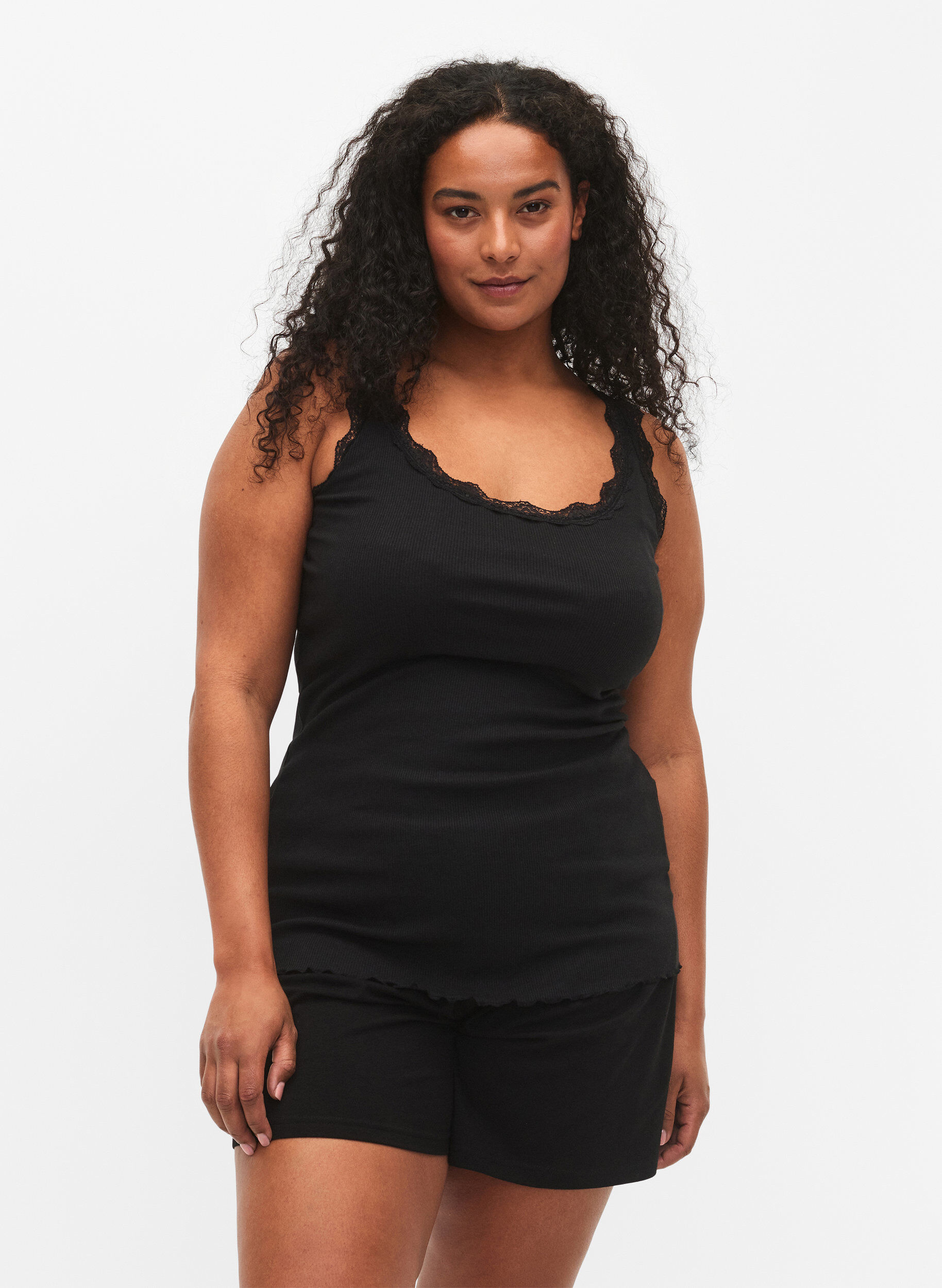 Haut &agrave; dentelle, Noir, Model