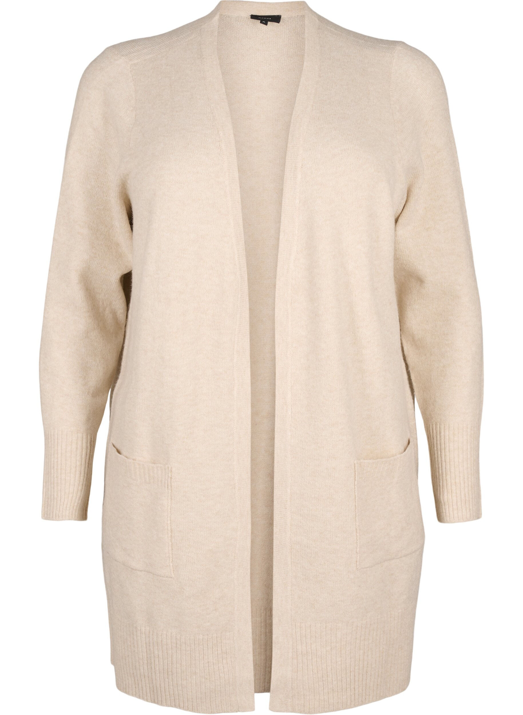 Zizzi Cardigan en tricot c&ocirc;tel&eacute; avec poches, Beige, Packshot image number 0