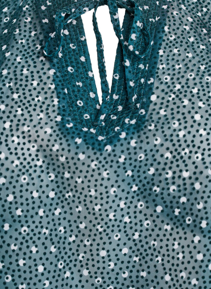 Blouse en mousseline à petits pois avec volants, Vert foncé, Packshot image number 2