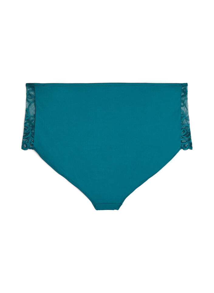 Culotte taille haute en microfibre avec dentelle, Vert, Packshot image number 1