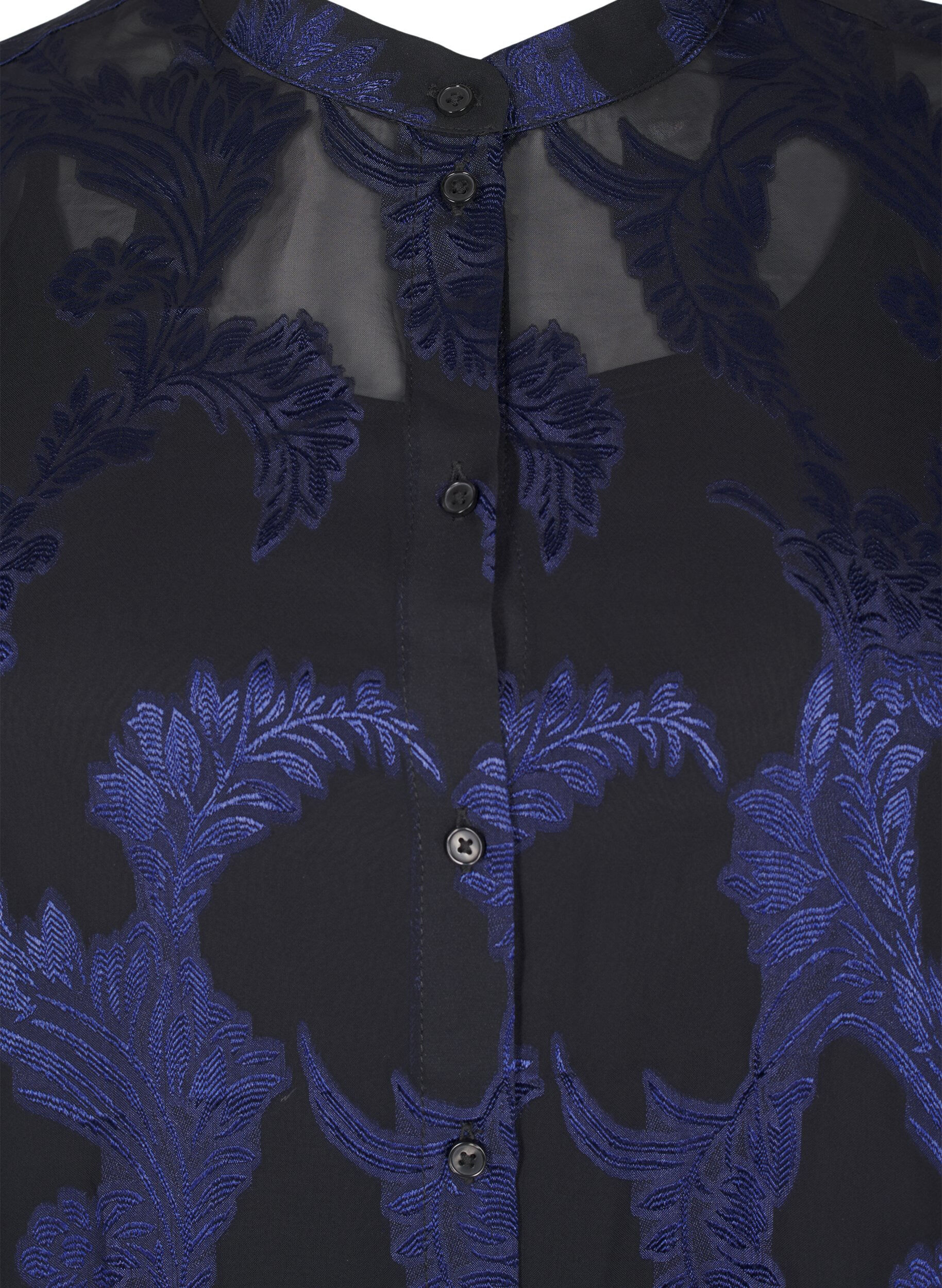 Zizzi Chemisier en mousseline &agrave; motif jacquard, Evening Blue, Packshot image number 2