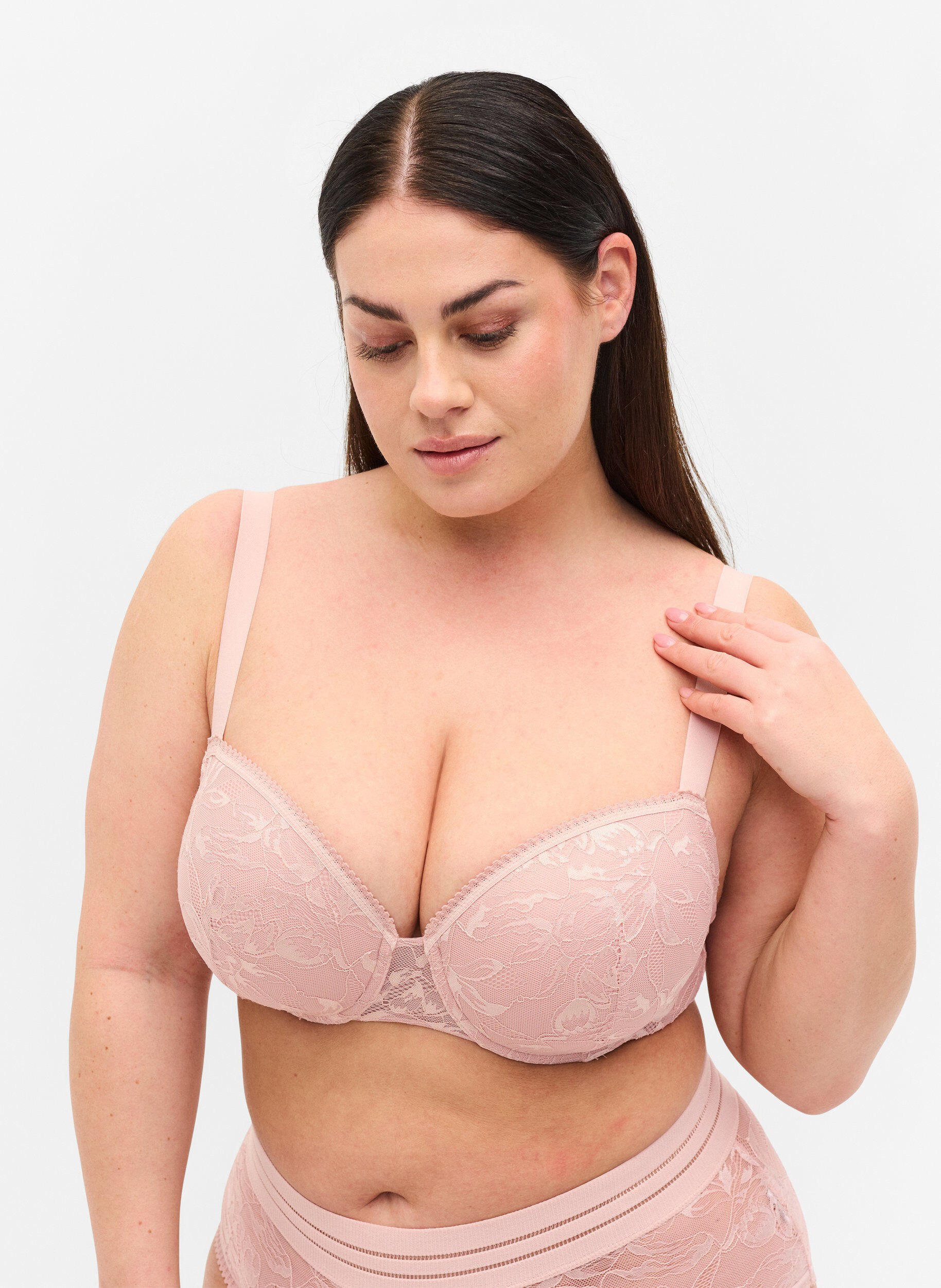 Zizzi Soutien-gorge en dentelle avec armature, Pale Mauve, Model image number 0