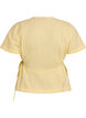 Blouse en m&eacute;lange de coton avec un col en V et un lien &agrave; nouer, Jaune, Packshot image number 1