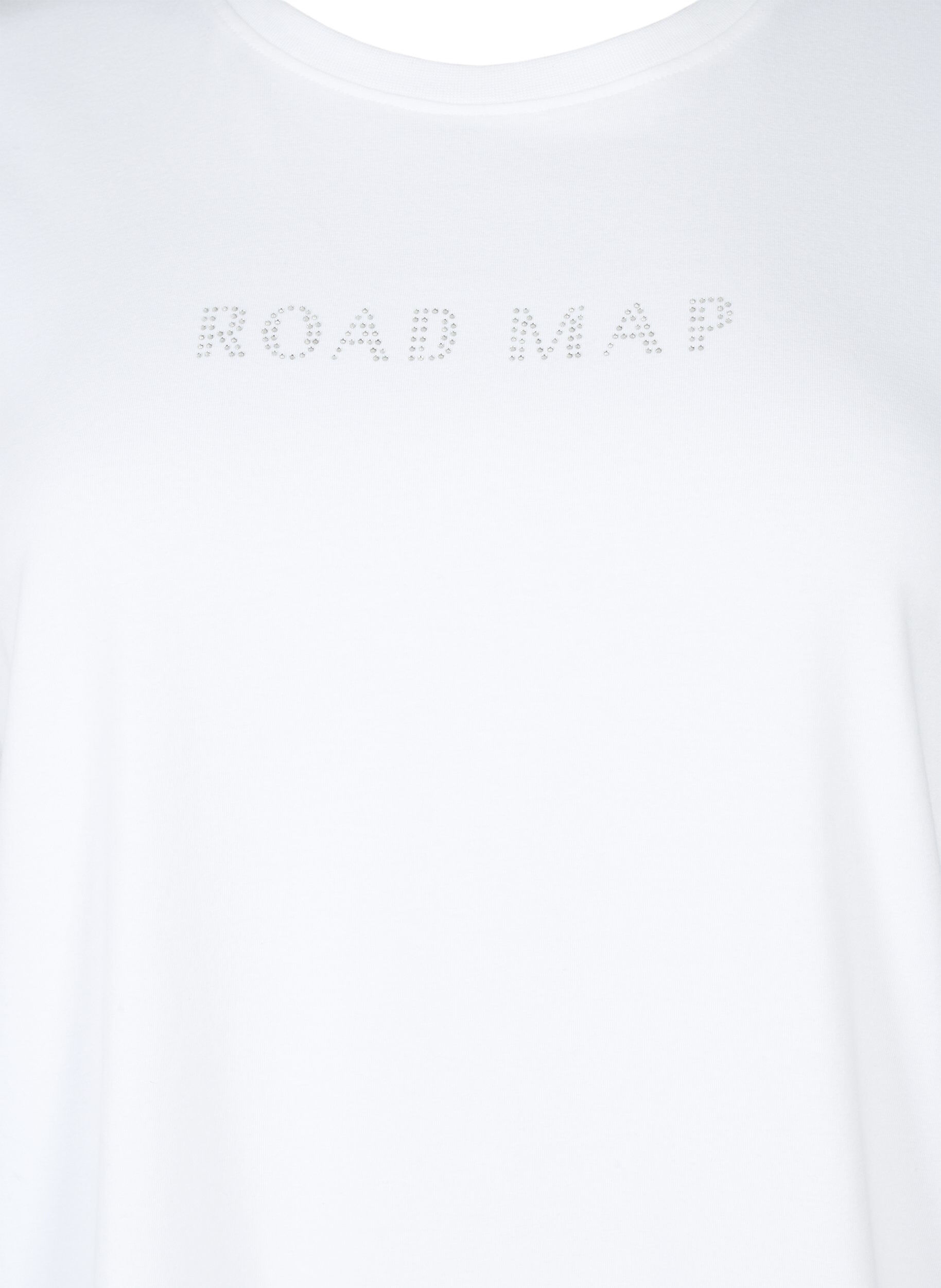 Zizzi T-shirt en coton biologique avec des similipierres, White, Packshot image number 2