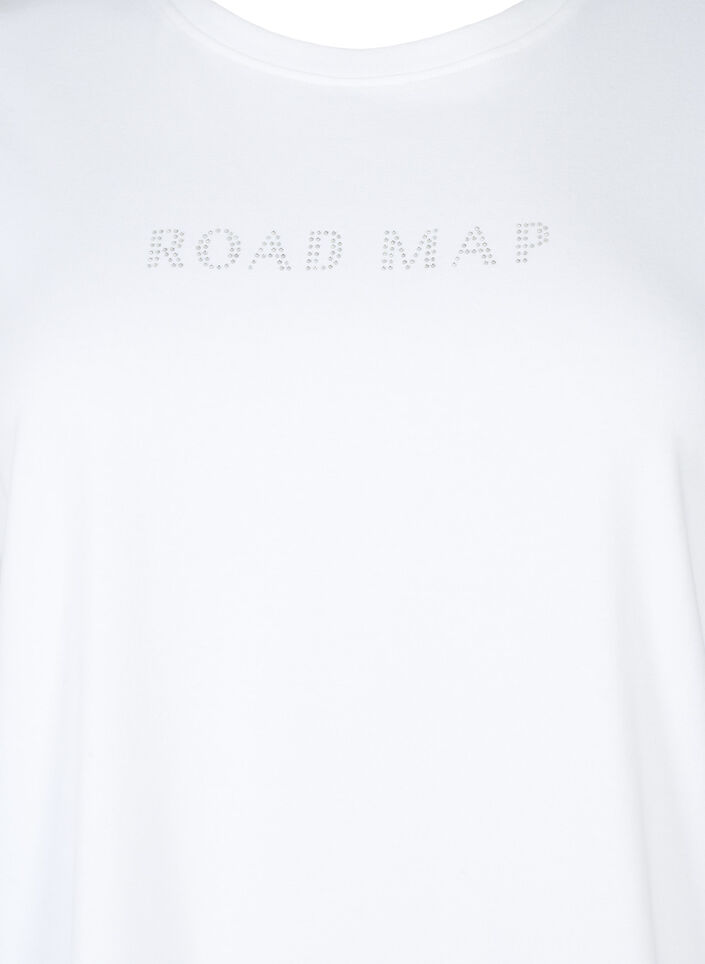 T-shirt en coton biologique avec des similipierres, White, Packshot image number 2