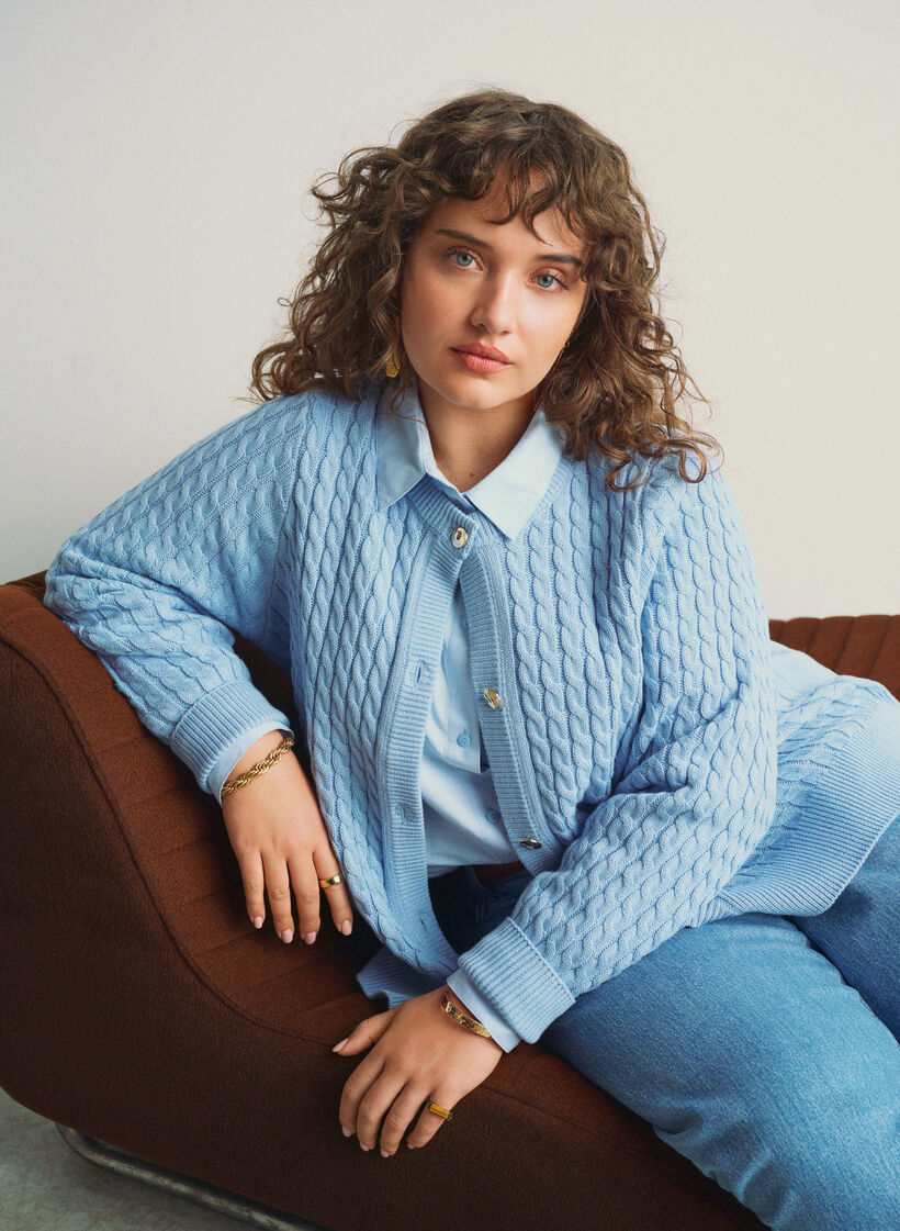 Chemise &agrave; manches longues en coton, Bleu, Image