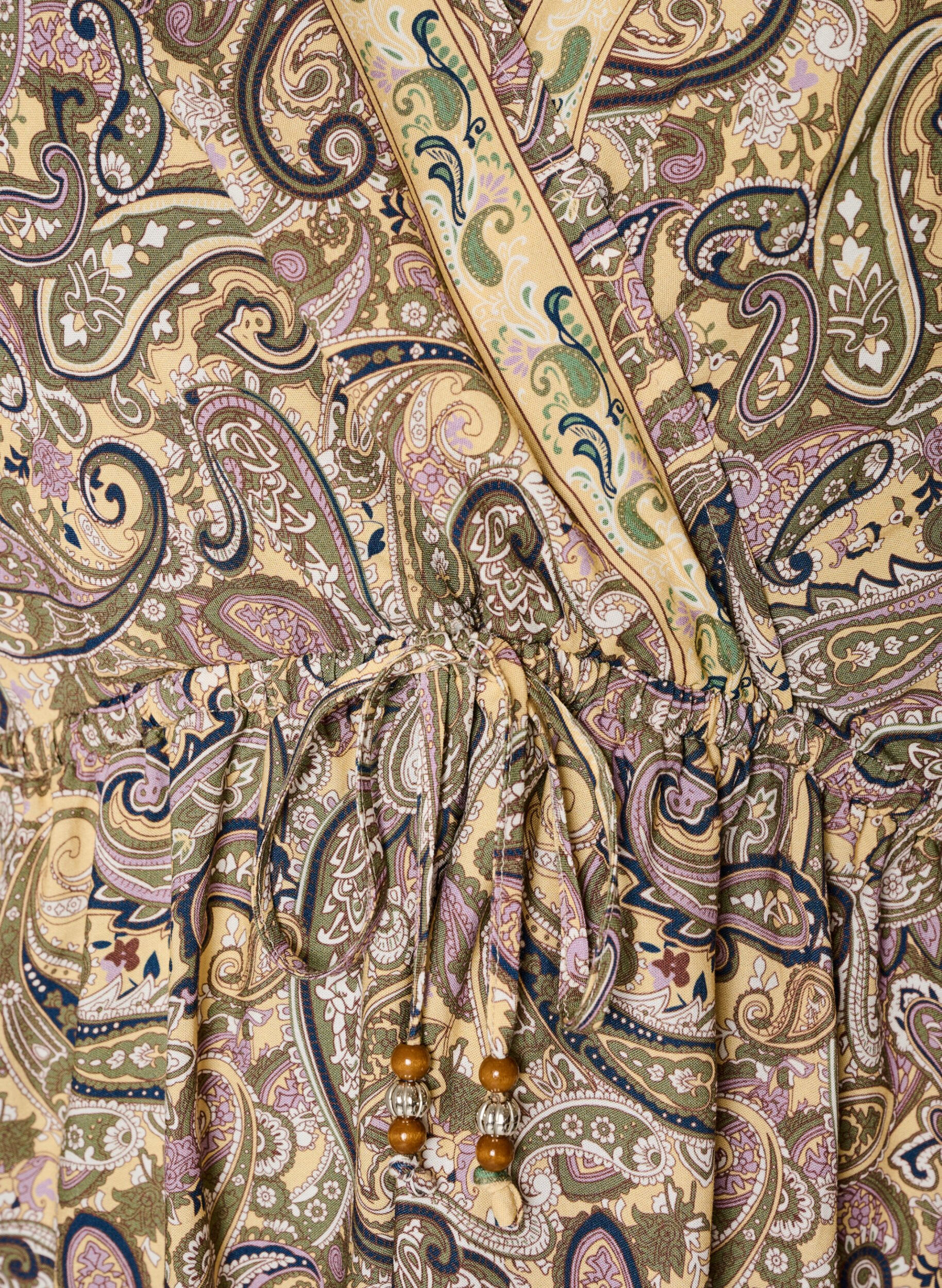 ZizziTunique en viscose &agrave; imprim&eacute; cachemire et lien &agrave; nouer, Jaune, Packshot image number 2