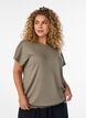Blouse en jersey avec rayures textur&eacute;es et ourlet smock&eacute;, Marron, Model image number 0