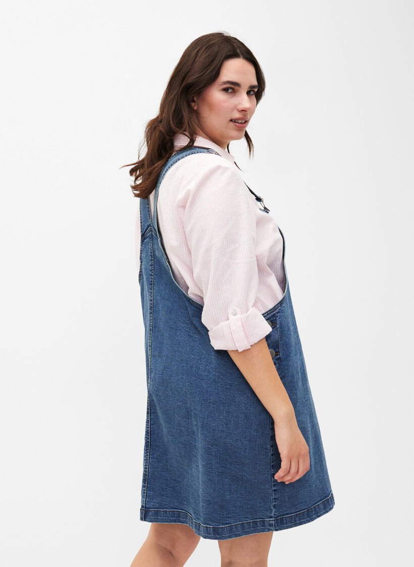 Chemisier à boutons en mélange de coton et de lin, Rosebloom White, Model image number 1