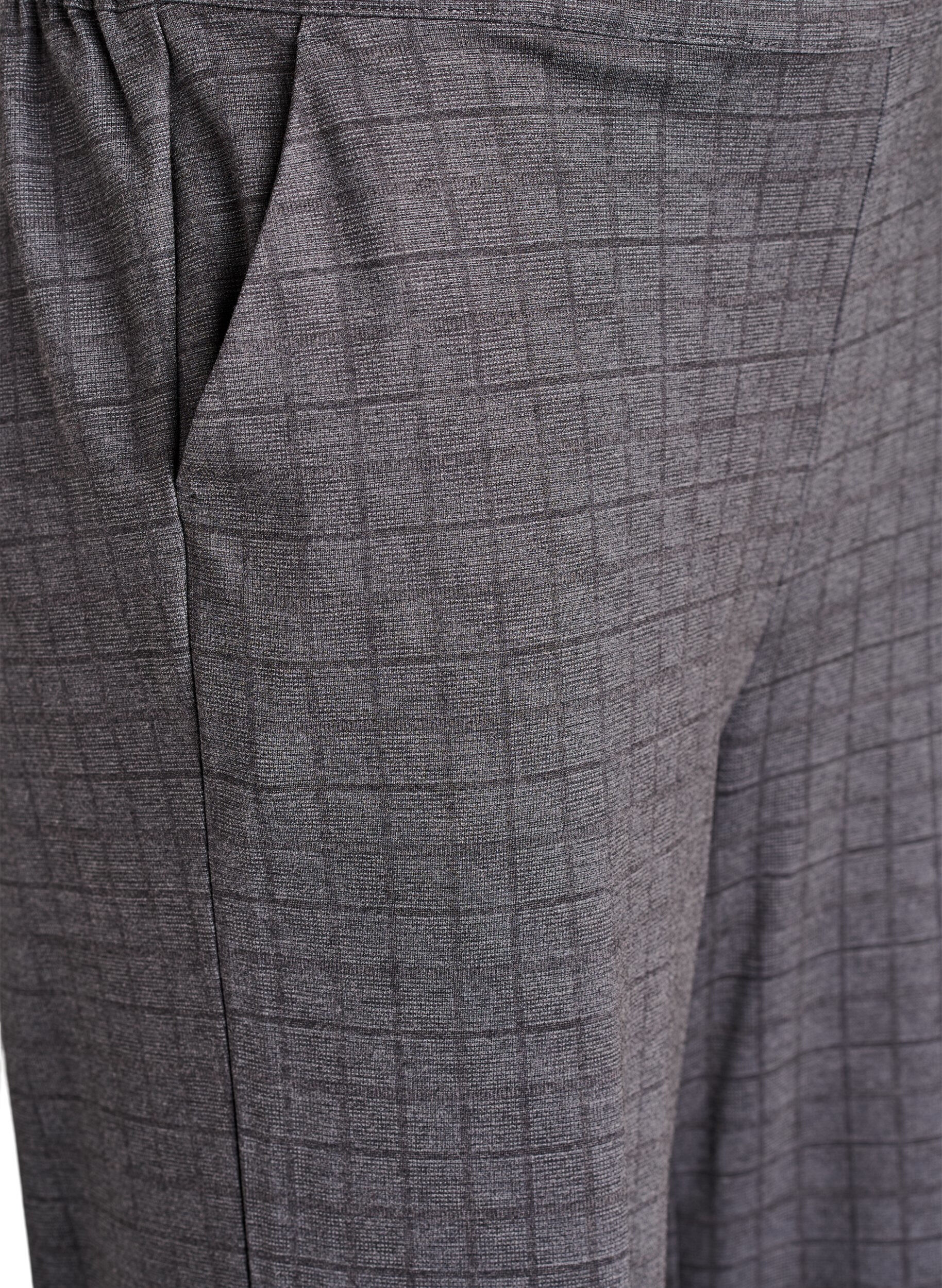 Zizzi Pantalon &agrave; carreaux &agrave; coupe ample, Gris, Packshot image number 2