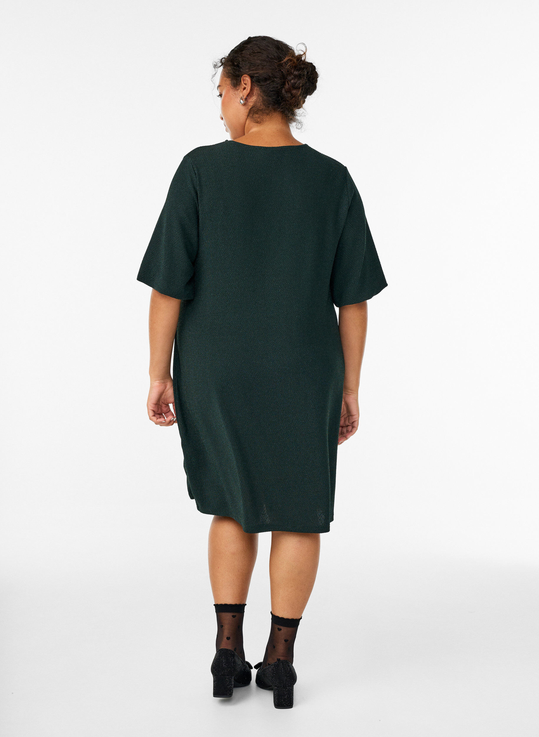 Zizzi Robe courte &agrave; motif paillet&eacute;, Vert fonc&eacute;, Model image number 2