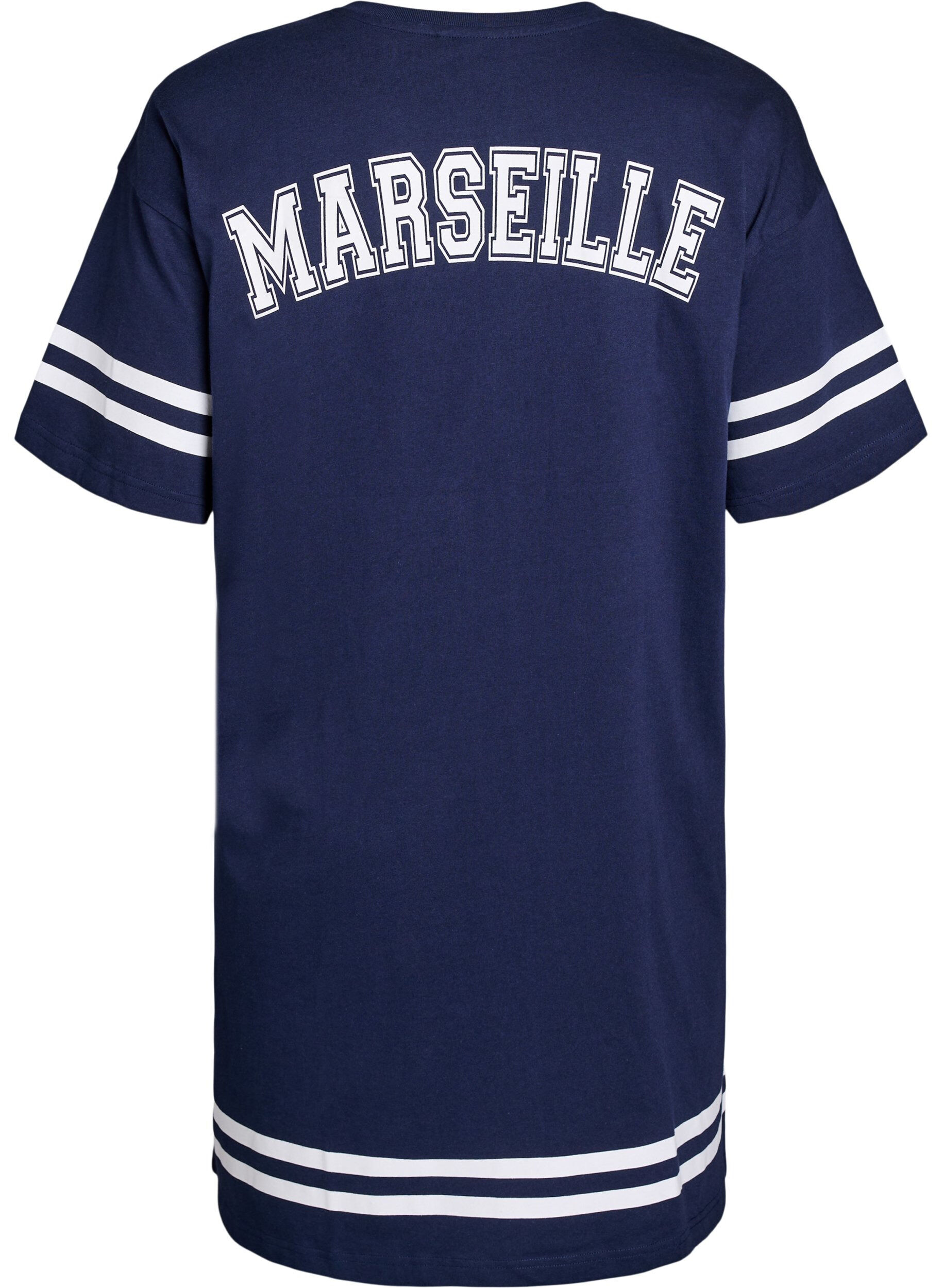 Zizzi Robe T-shirt courte avec d&eacute;tails sport, Bleu, Packshot image number 1