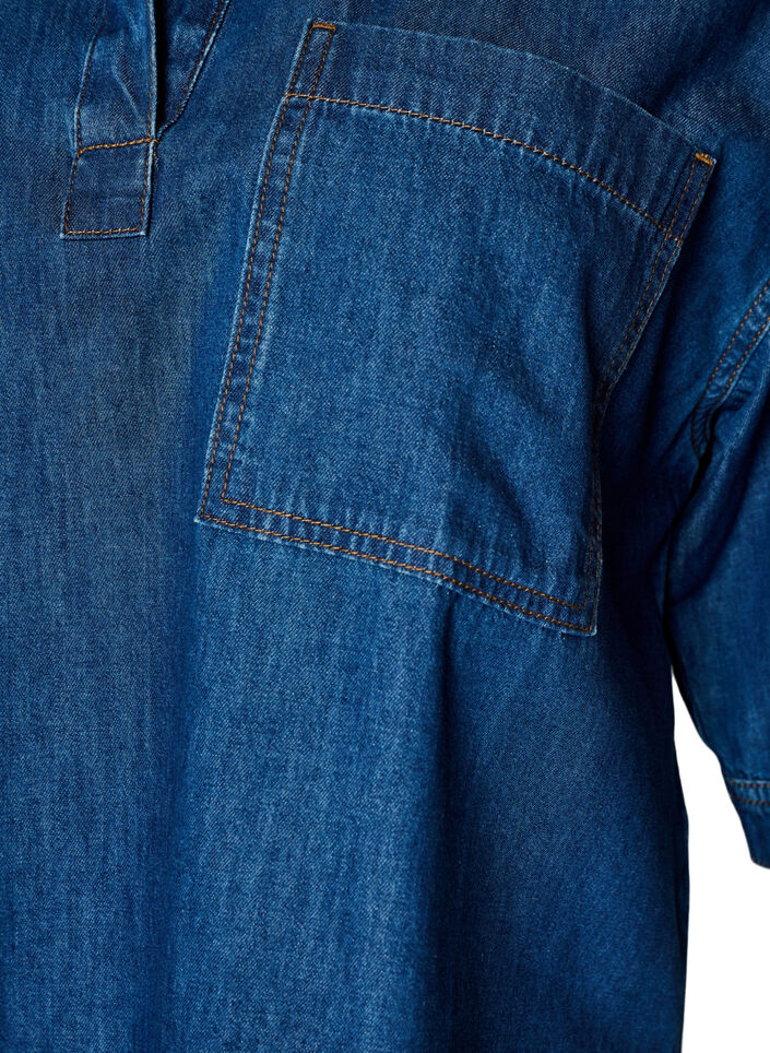 Chemisier en jean avec poche poitrine et manches coude, Bleu, Packshot image number 2