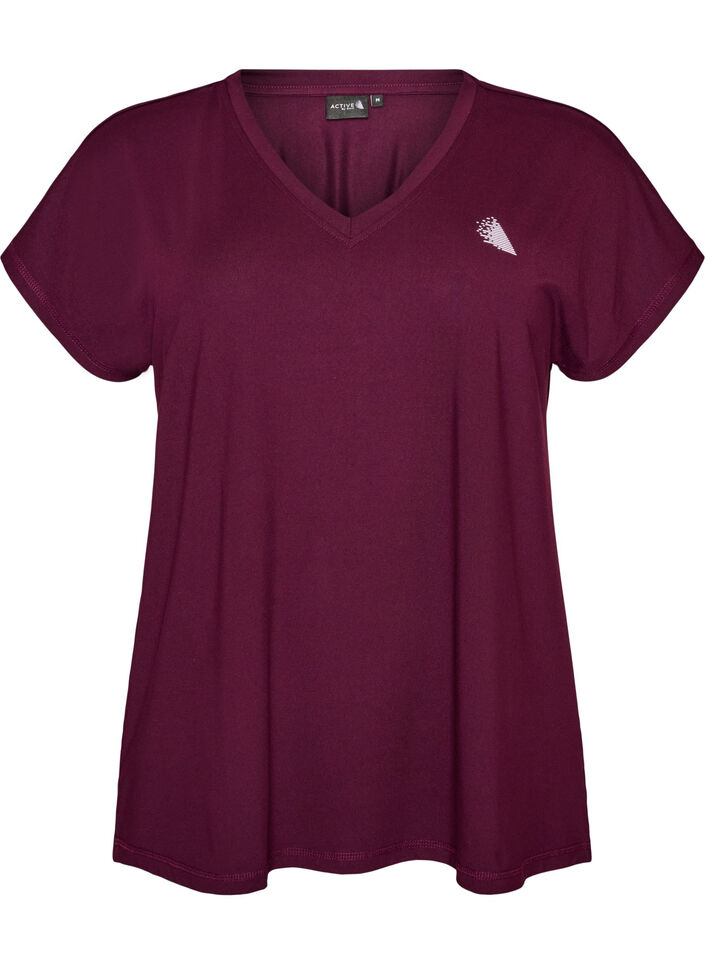 Loose training t-shirt with V-neck, Violet, Packshot image number 0
