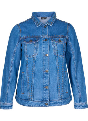 Veste en jean avec rivets bruts, Blue denim, Packshot image number 0