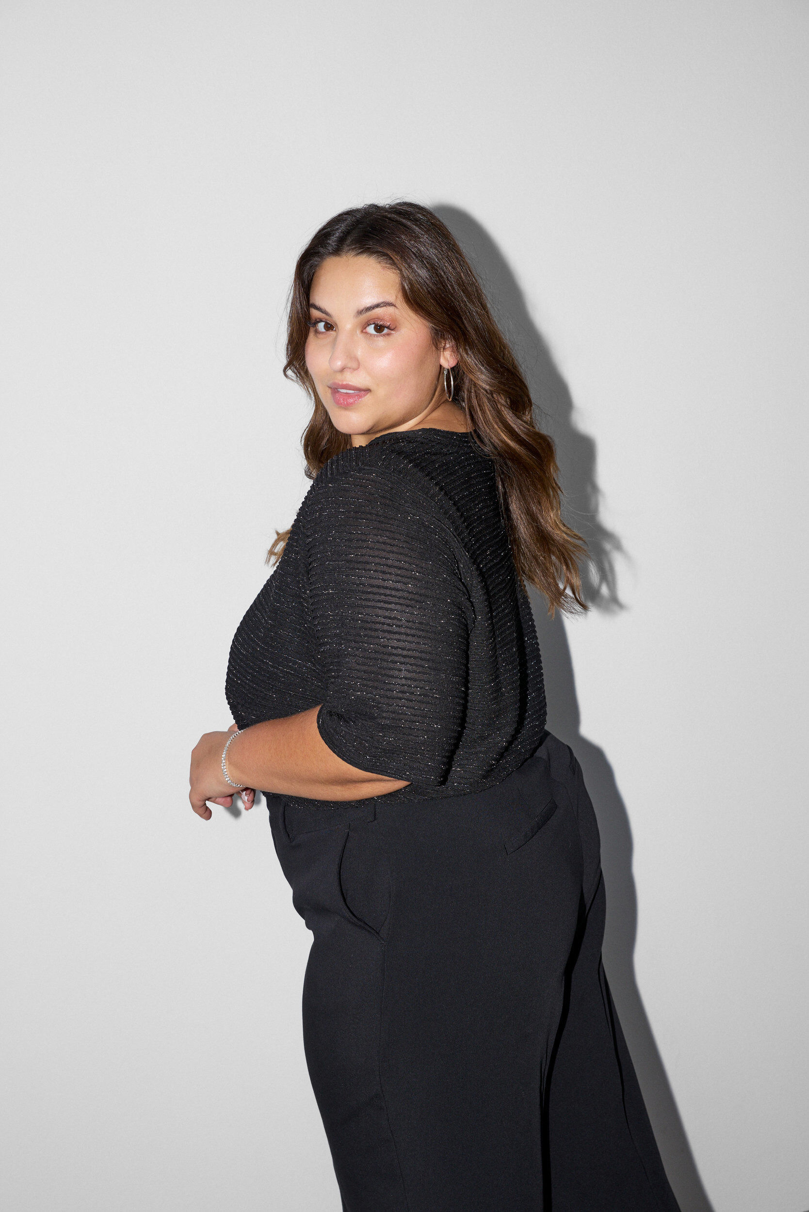 ZizziBlouse textur&eacute;e avec paillettes, Noir, Model image number 2