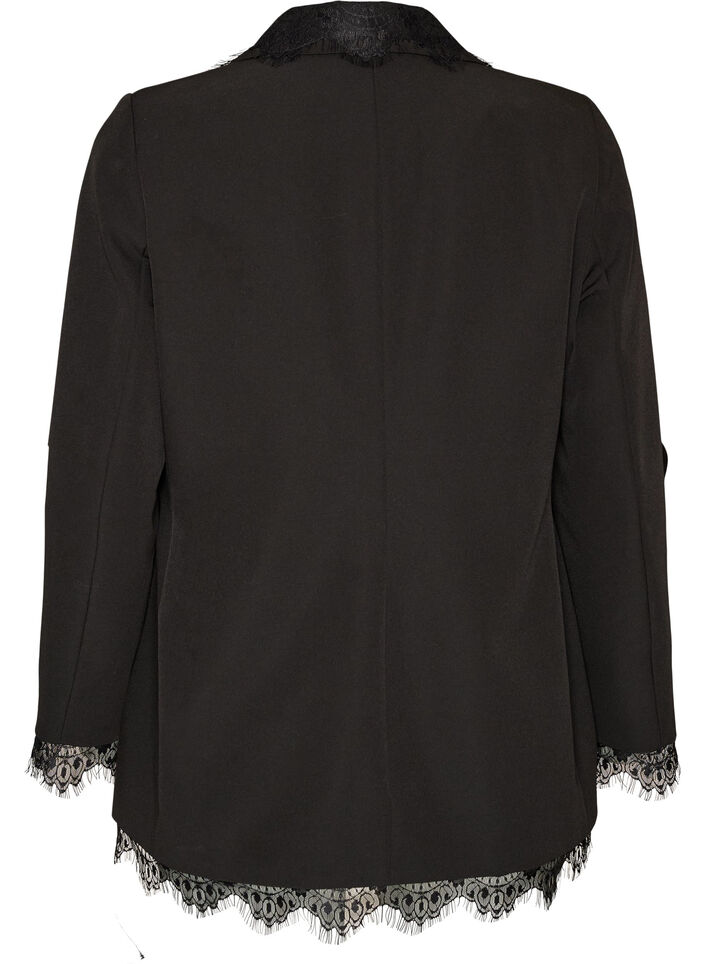 Blazer avec finitions en dentelle, Noir, Packshot image number 1