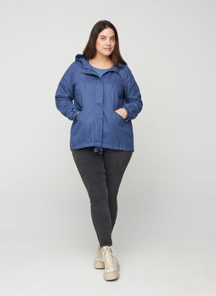 Veste courte avec capuche et poches, Blue Indigo, Model image number 2