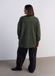Blouse longue en maille c&ocirc;tel&eacute;e avec col en V, Vert, Model image number 2