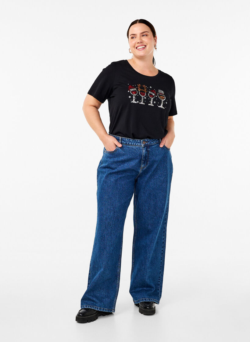 T-shirts de Noël en 100 % coton, Black w. Drinks, Model image number 2