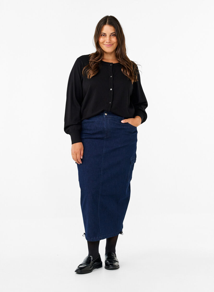 Jupe maxi en denim, Dark Blue Denim, Model image number 0