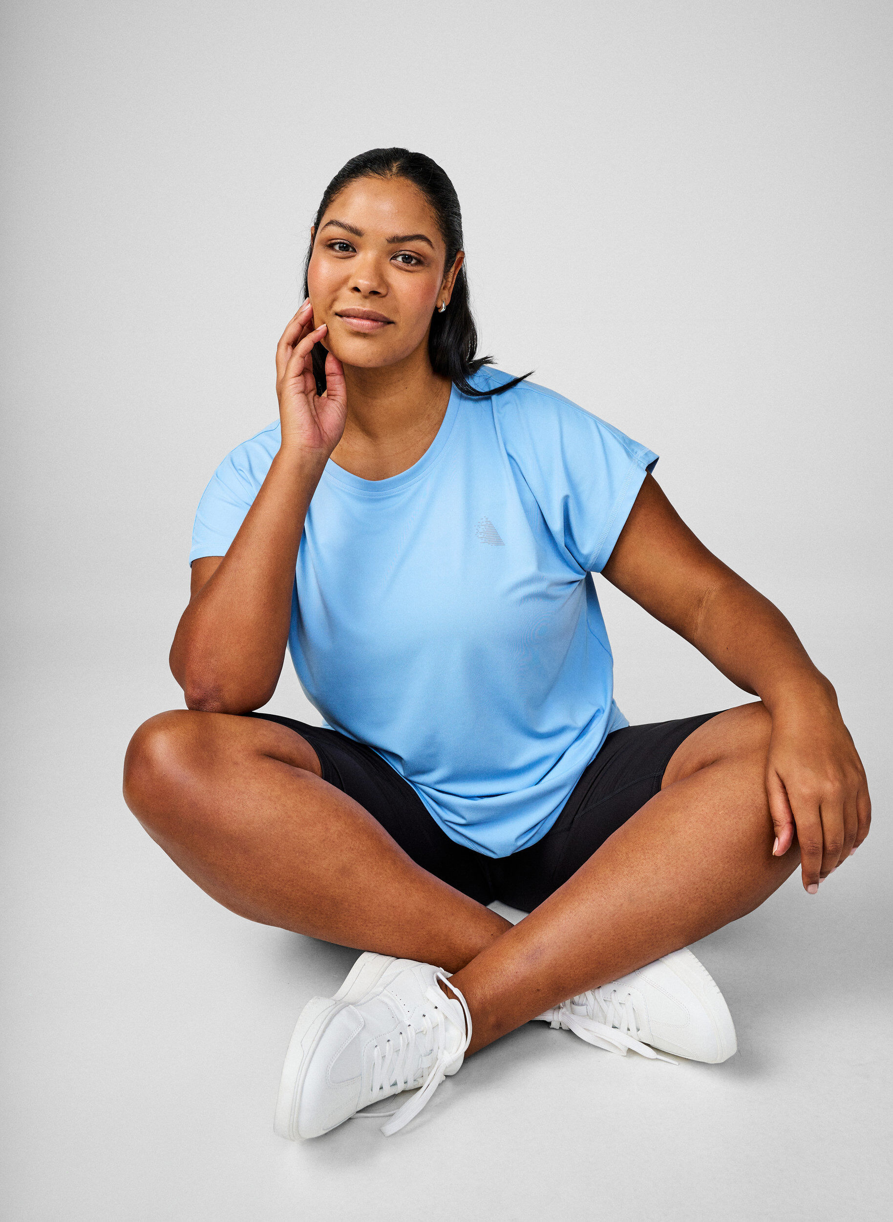 Zizzi T-shirt de sport uni, Bleu, Image image number 0