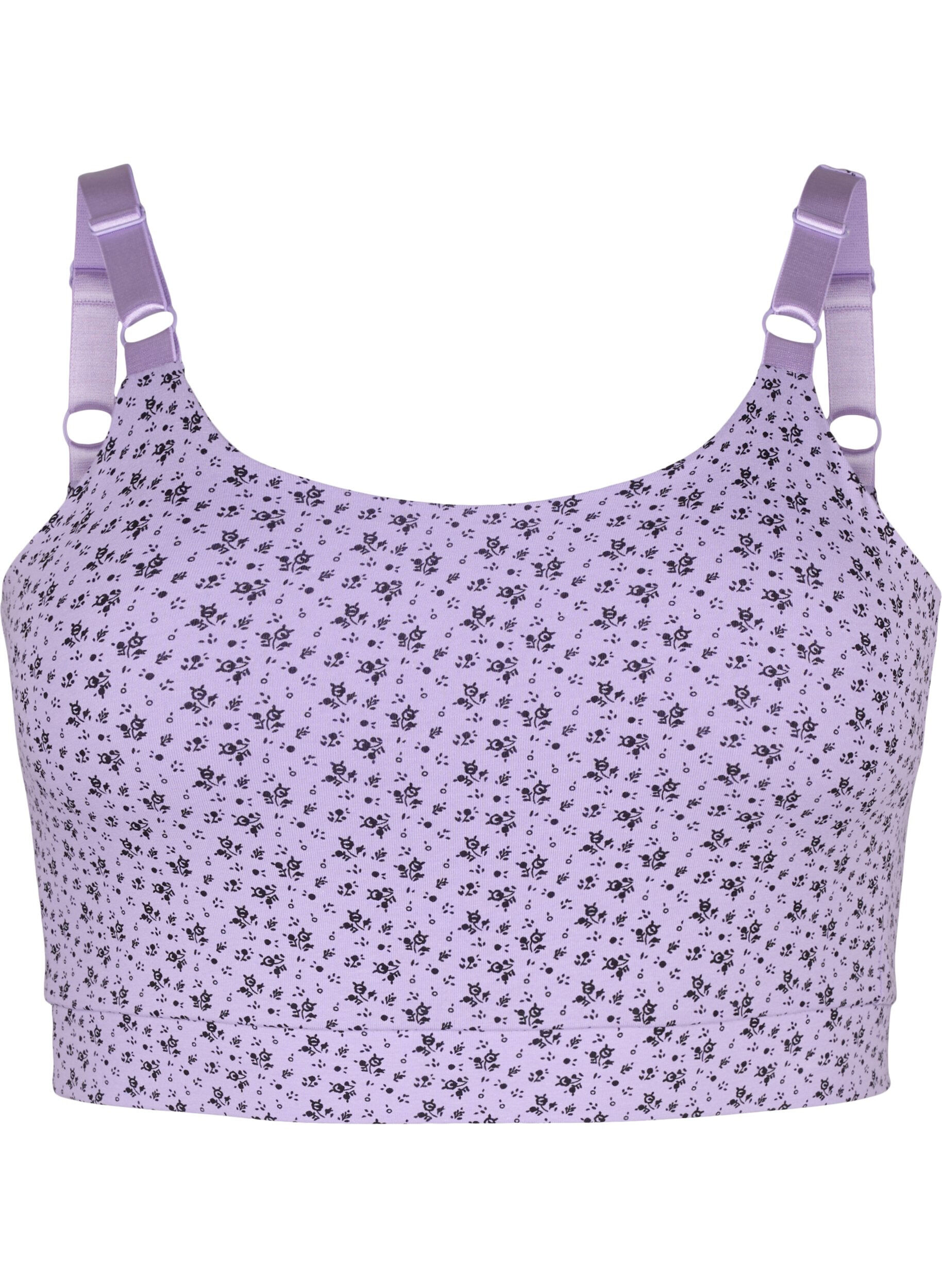 Zizzi top soutien-gorge en coton avec bretelles r&eacute;glables 2-pack, Purple Rose/Black, Packshot image number 2