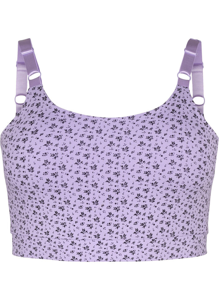 top soutien-gorge en coton avec bretelles réglables 2-pack, Purple Rose/Black, Packshot image number 2