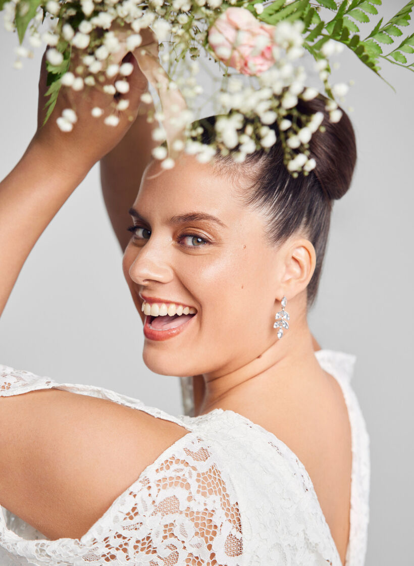 Robe de mariée en dentelle avec fente, Star White, Image image number 1