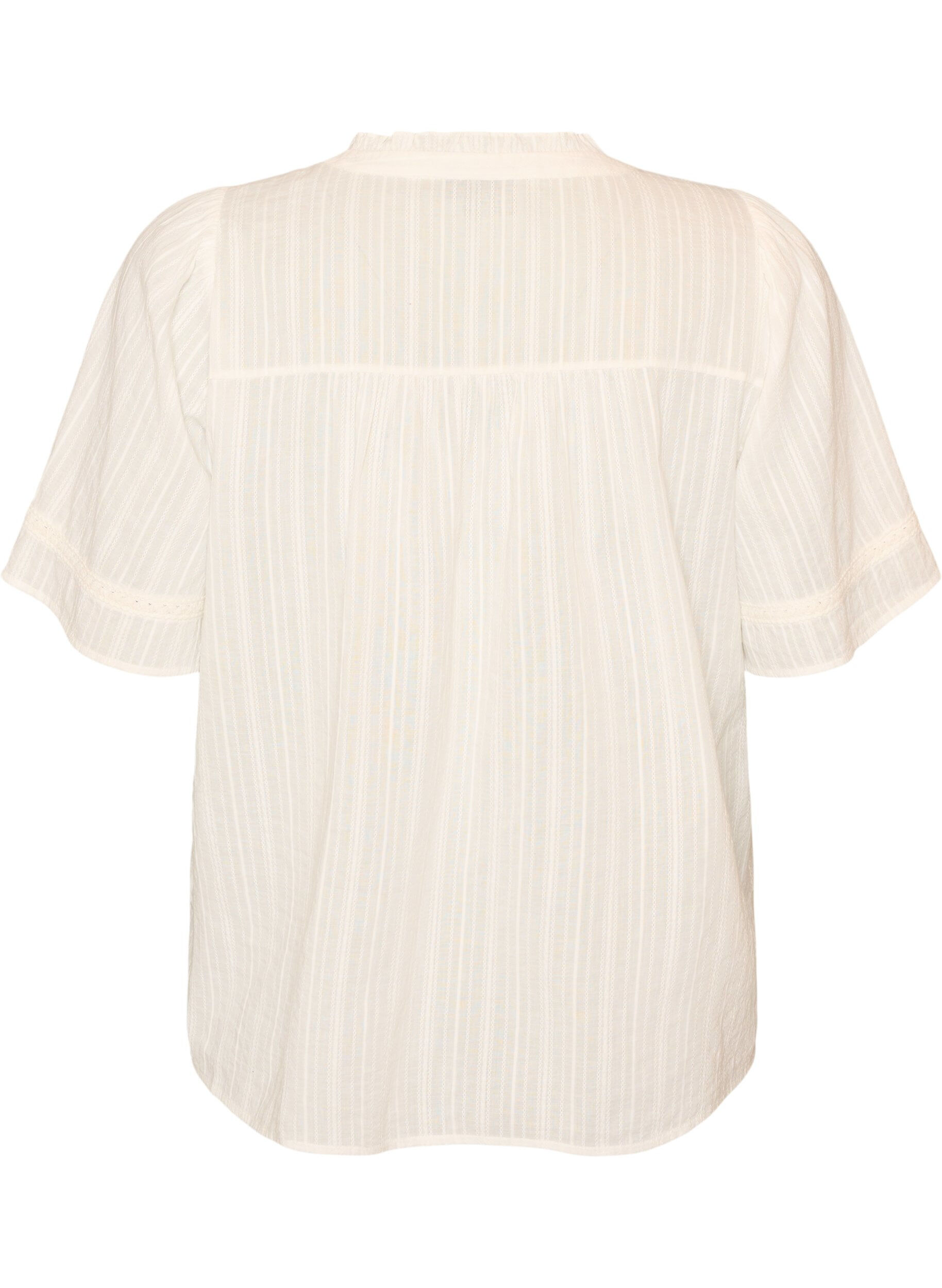 ZizziBlouse en coton avec bandes d&eacute;coratives, Vanille, Packshot image number 1