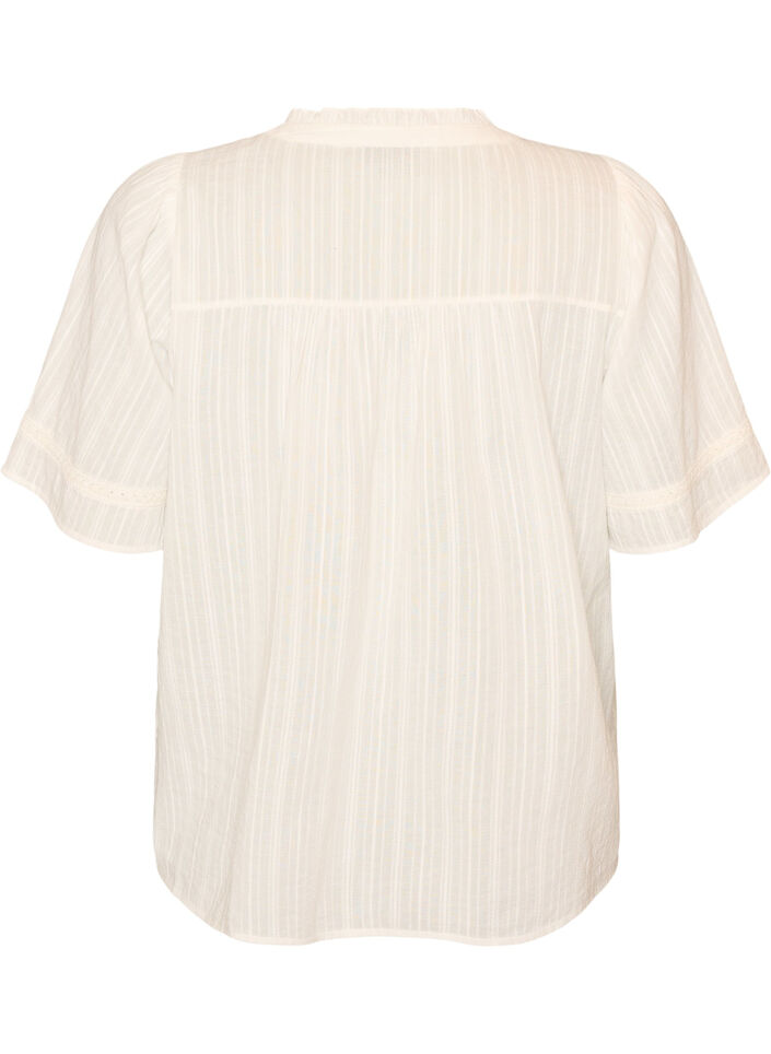 Blouse en coton avec bandes d&eacute;coratives, Vanille, Packshot image number 1