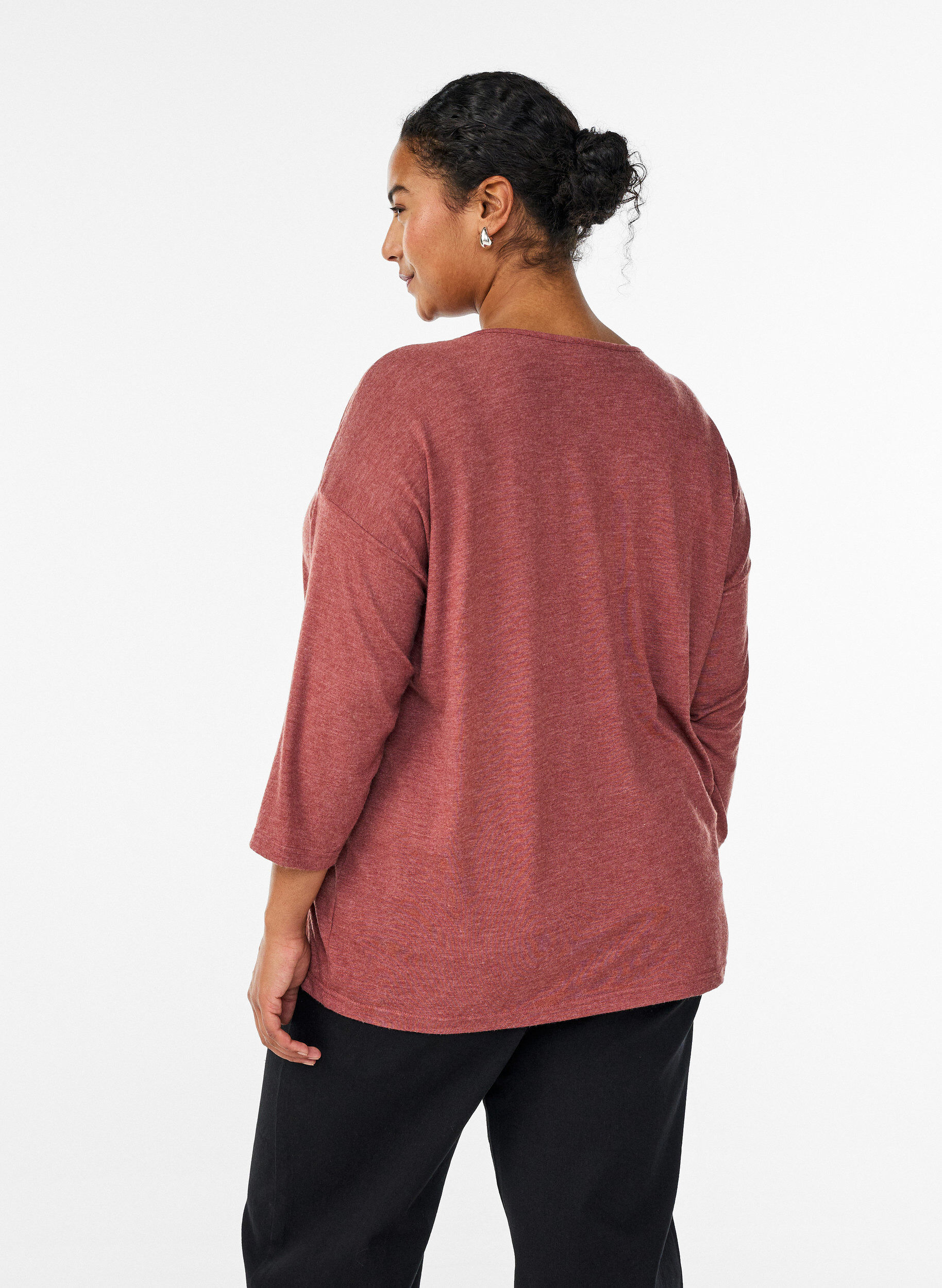 ZizziBlouse en jersey avec manches 3/4, Bordeaux, Model image number 2