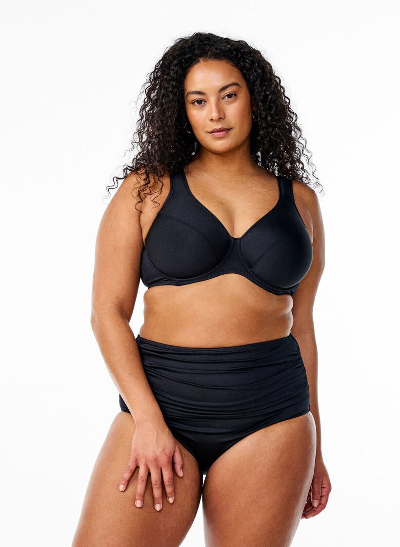 Haut de bikini couvrant avec armatures, Noir, Model image number 1