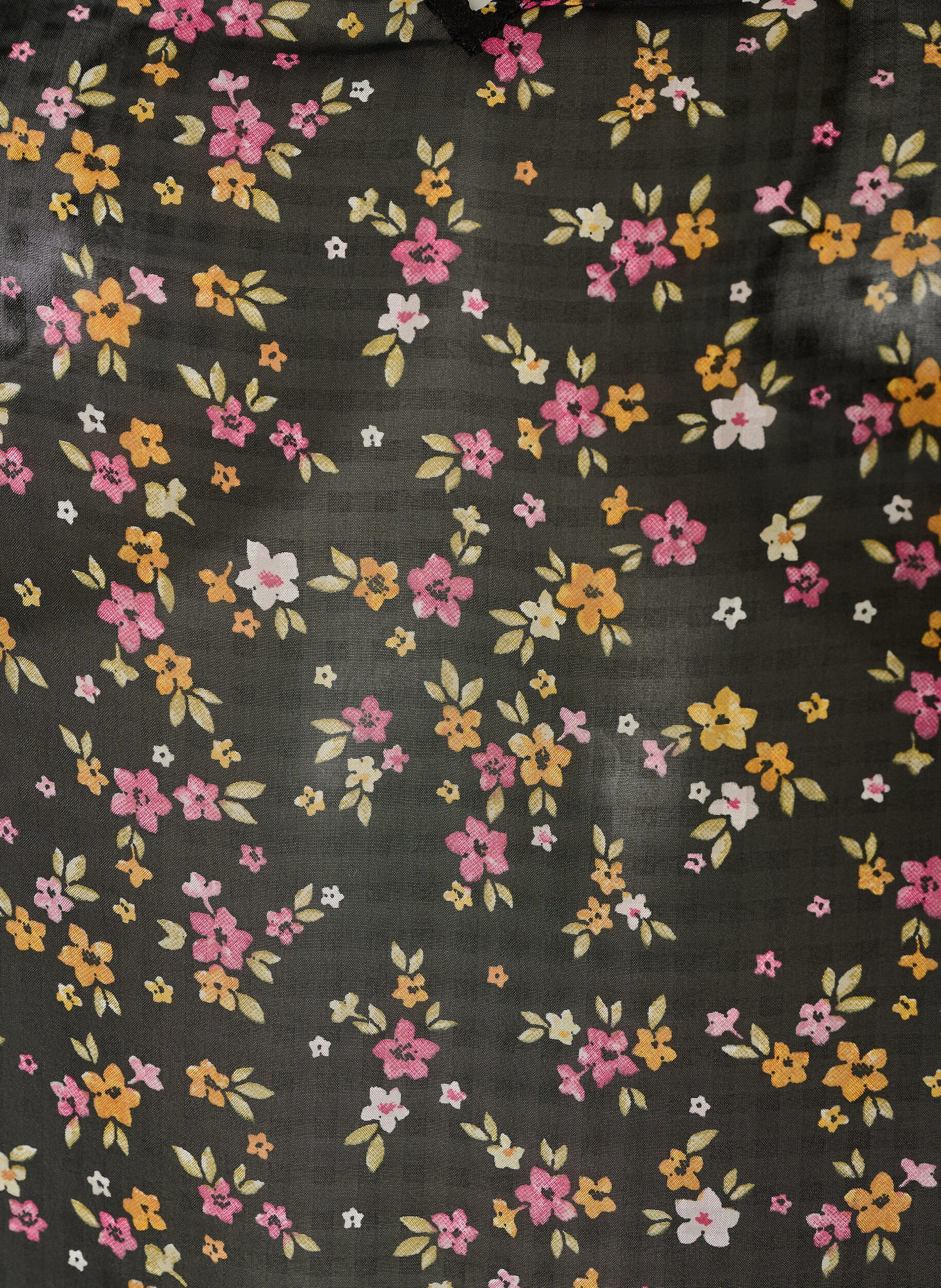 ZizziBlouse &agrave; imprim&eacute; floral et col V, Noir, Packshot image number 2