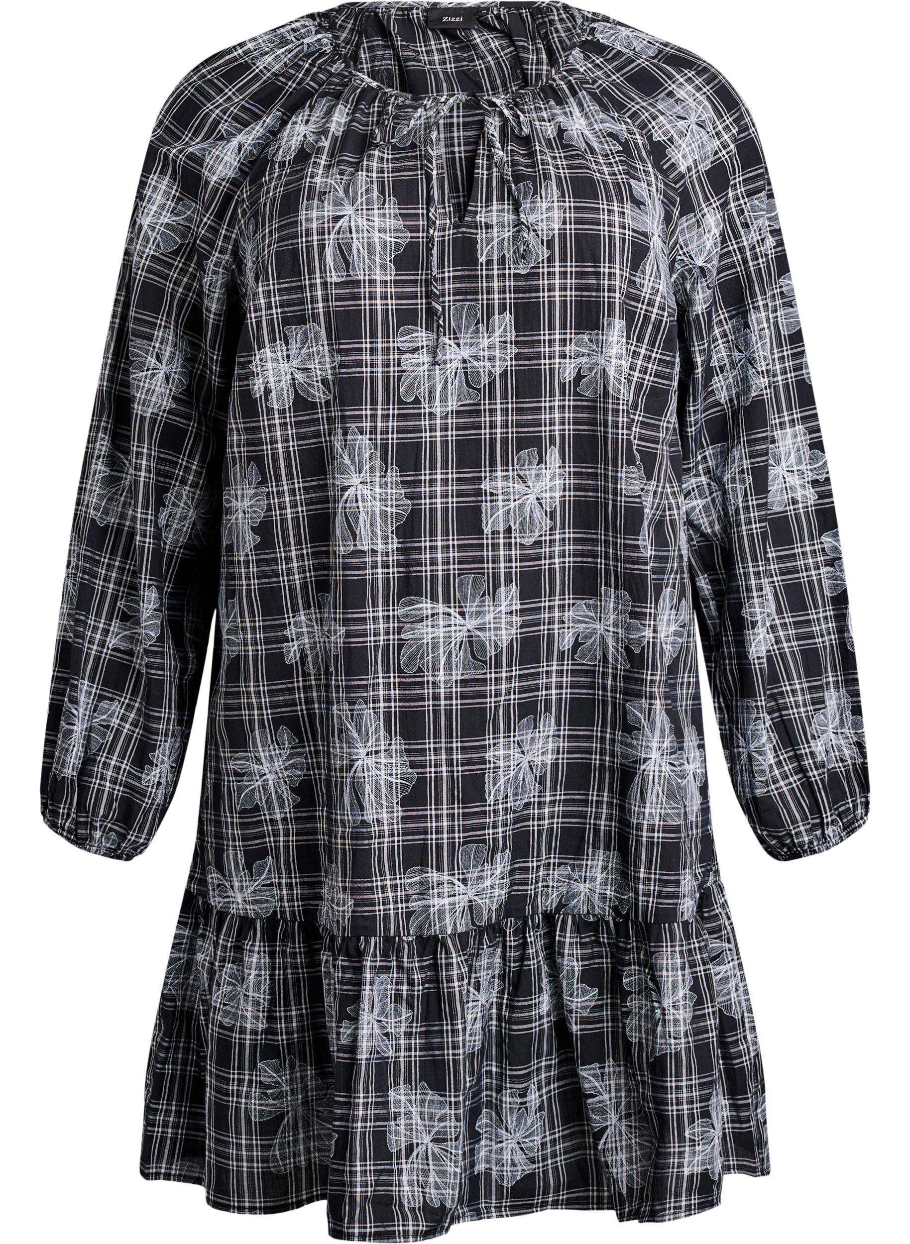 Robe courte &agrave; imprim&eacute; &agrave; carreaux et floral