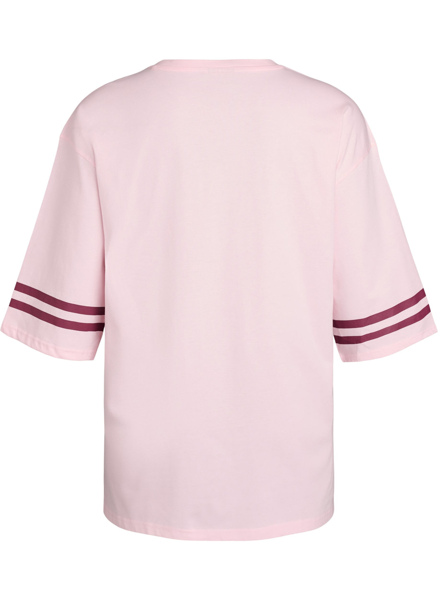 Zizzi T-shirt college oversize &agrave; manches 3/4, Rose, Packshot image number 1