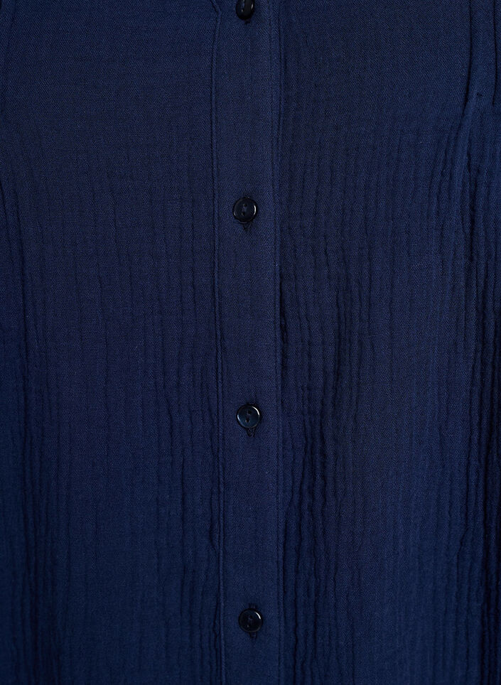 Blouse en mousseline de coton avec d&eacute;tails brod&eacute;s, Bleu, Packshot image number 2