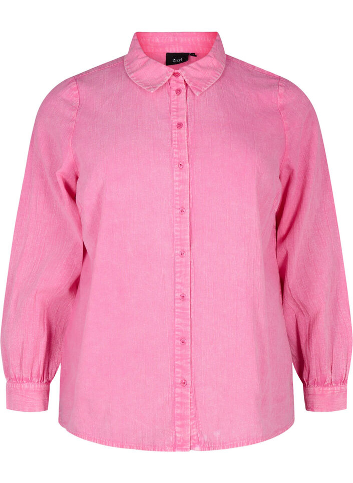 Chemise en jean de couleur unie, Pink Power, Packshot image number 0
