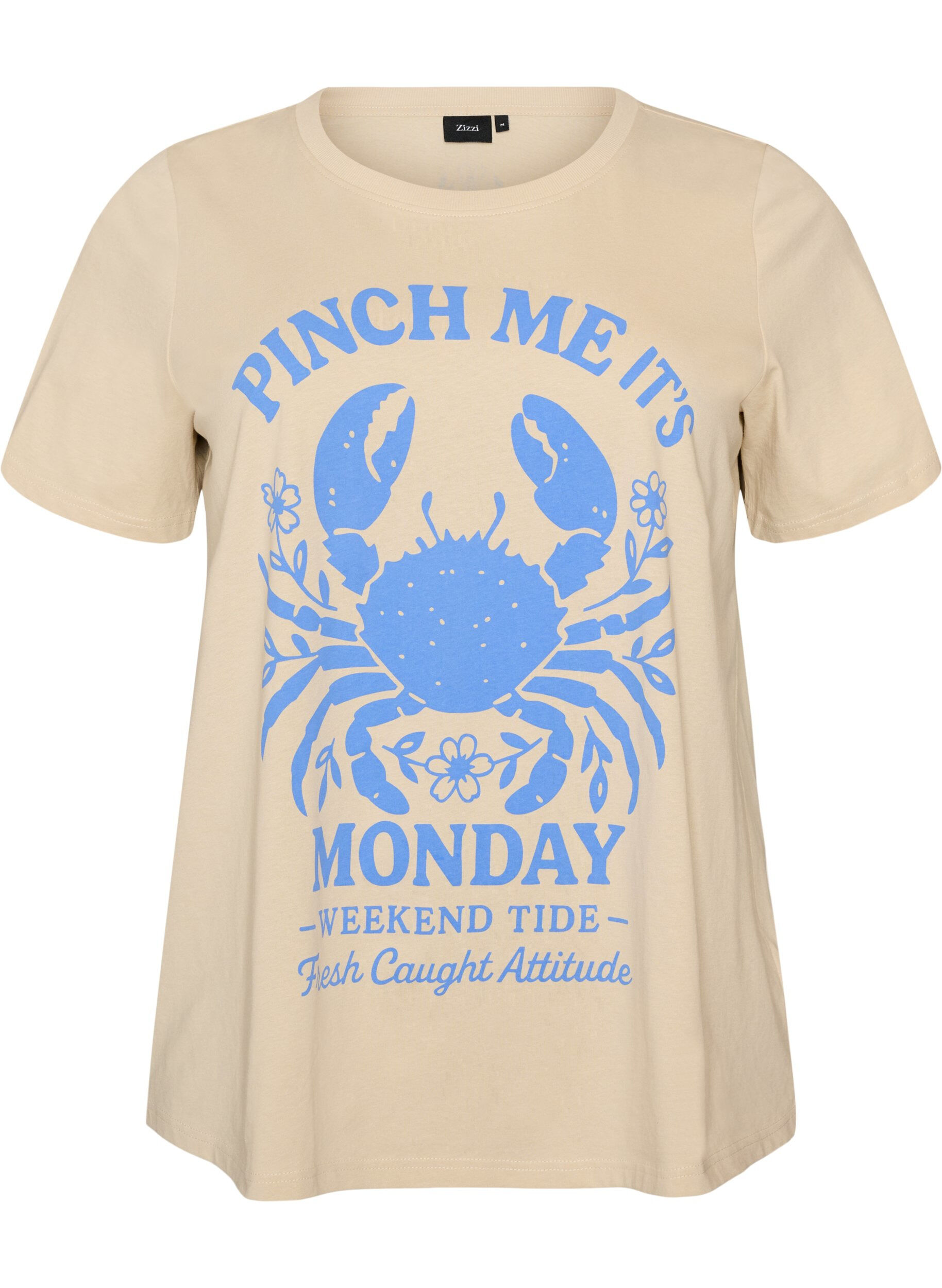 ZizziT-shirt en coton avec imprim&eacute;, Beige, Packshot image number 0