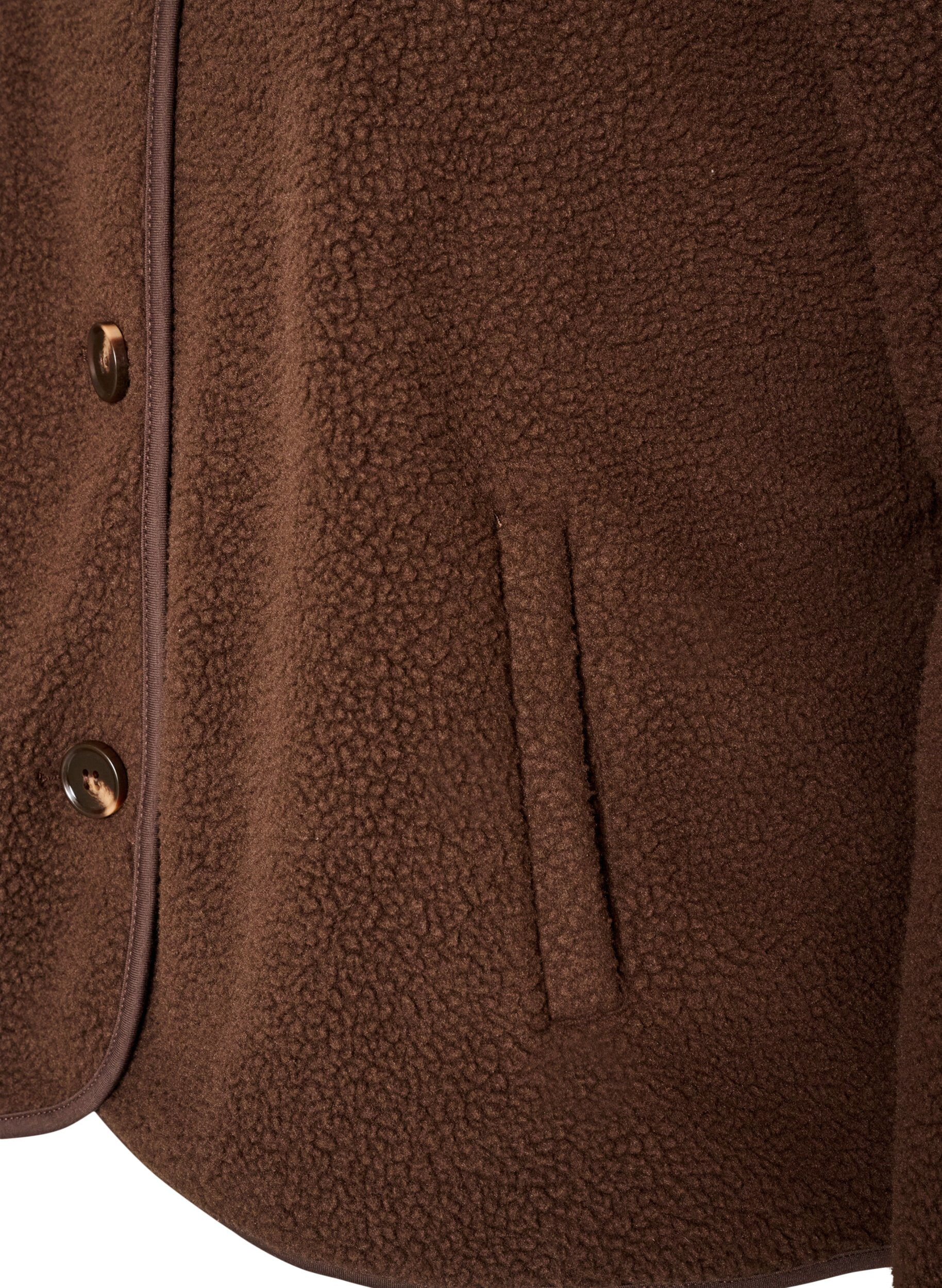 ZizziVeste teddy &agrave; col rond boutonn&eacute;e, Marron, Packshot image number 3