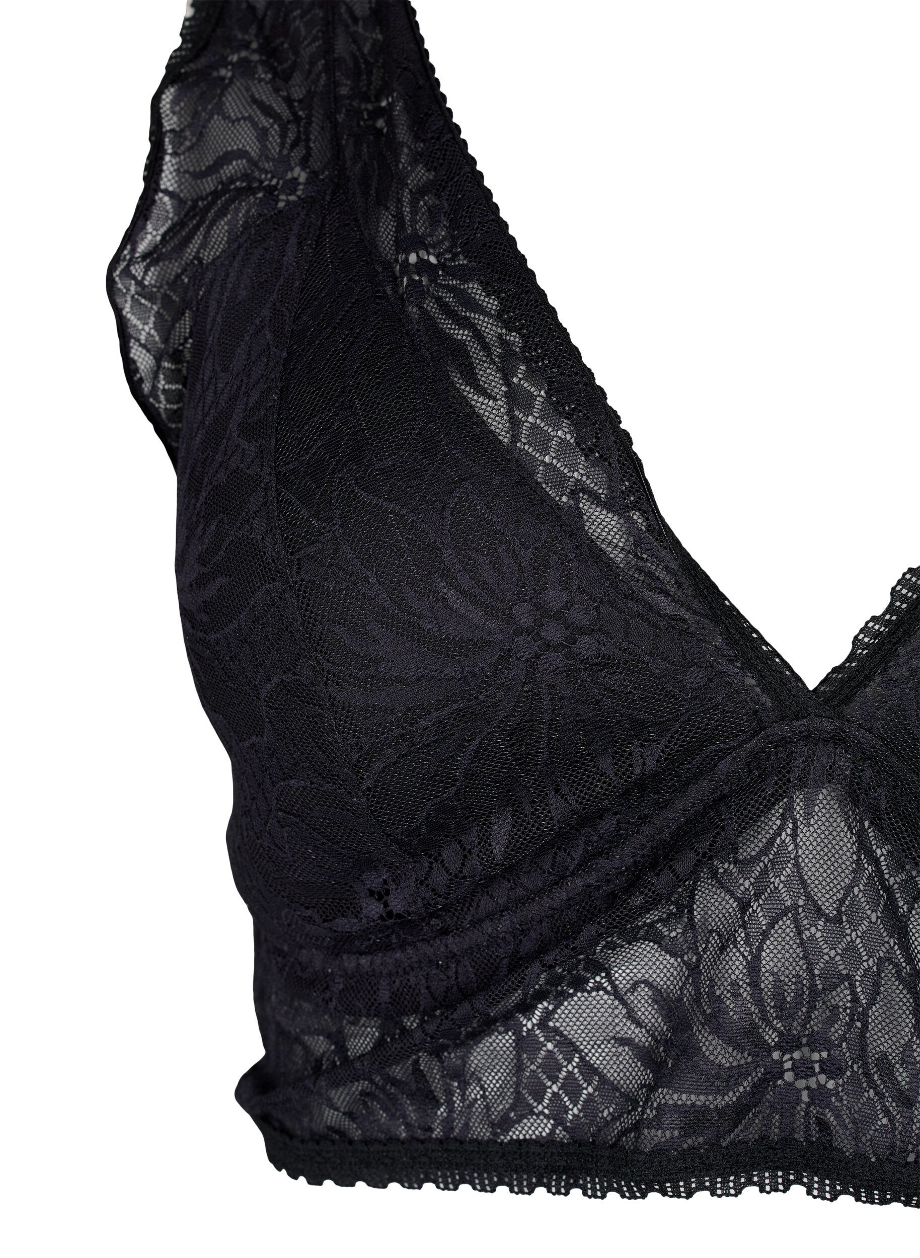 Zizzi Bralette en dentelle avec rembourrage doux, Black, Packshot image number 2
