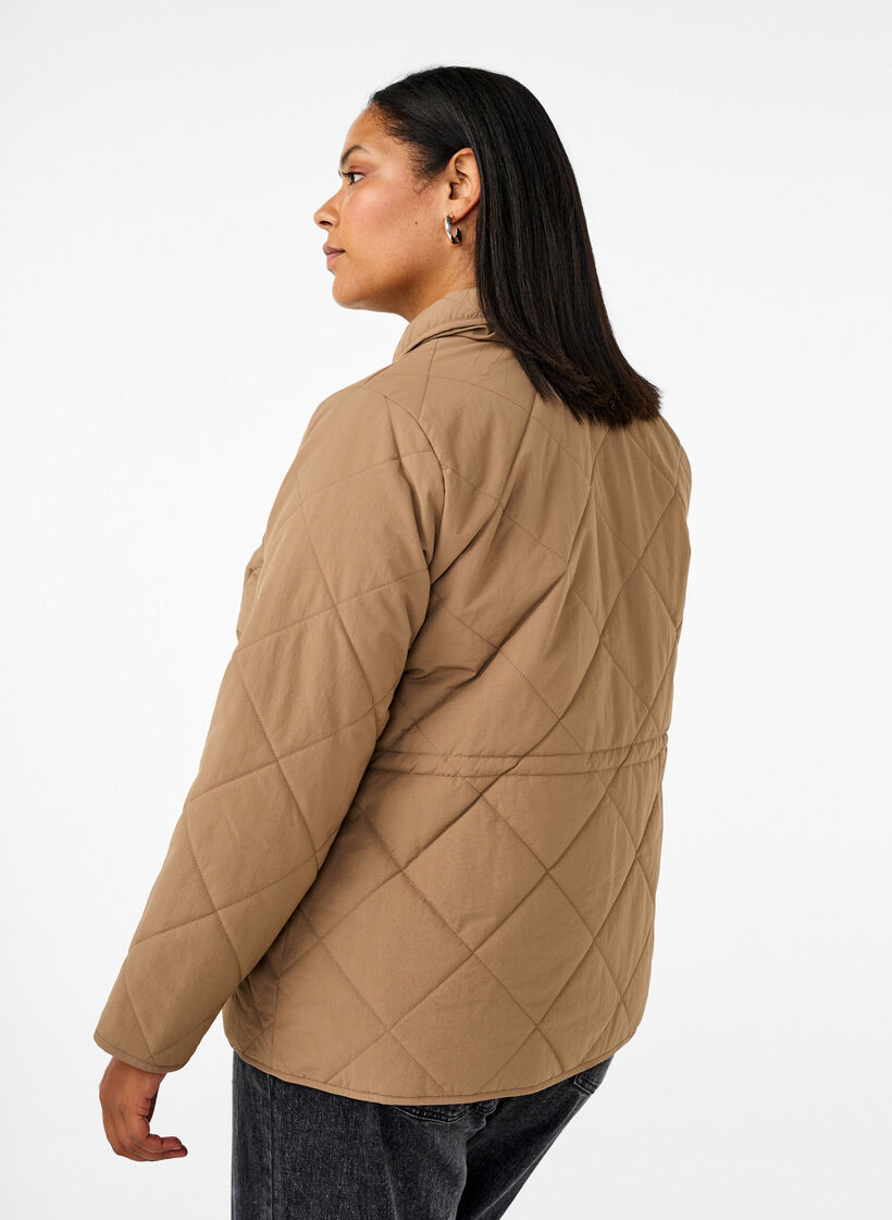 Veste matelassée avec col et poches, Camel, Model image number 2