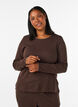 Haut de pyjama en coton biologique avec broderie ajour&eacute;e, Marron, Model image number 0