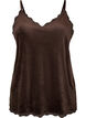 Top en velours avec bordure en dentelle, Marron, Packshot image number 0