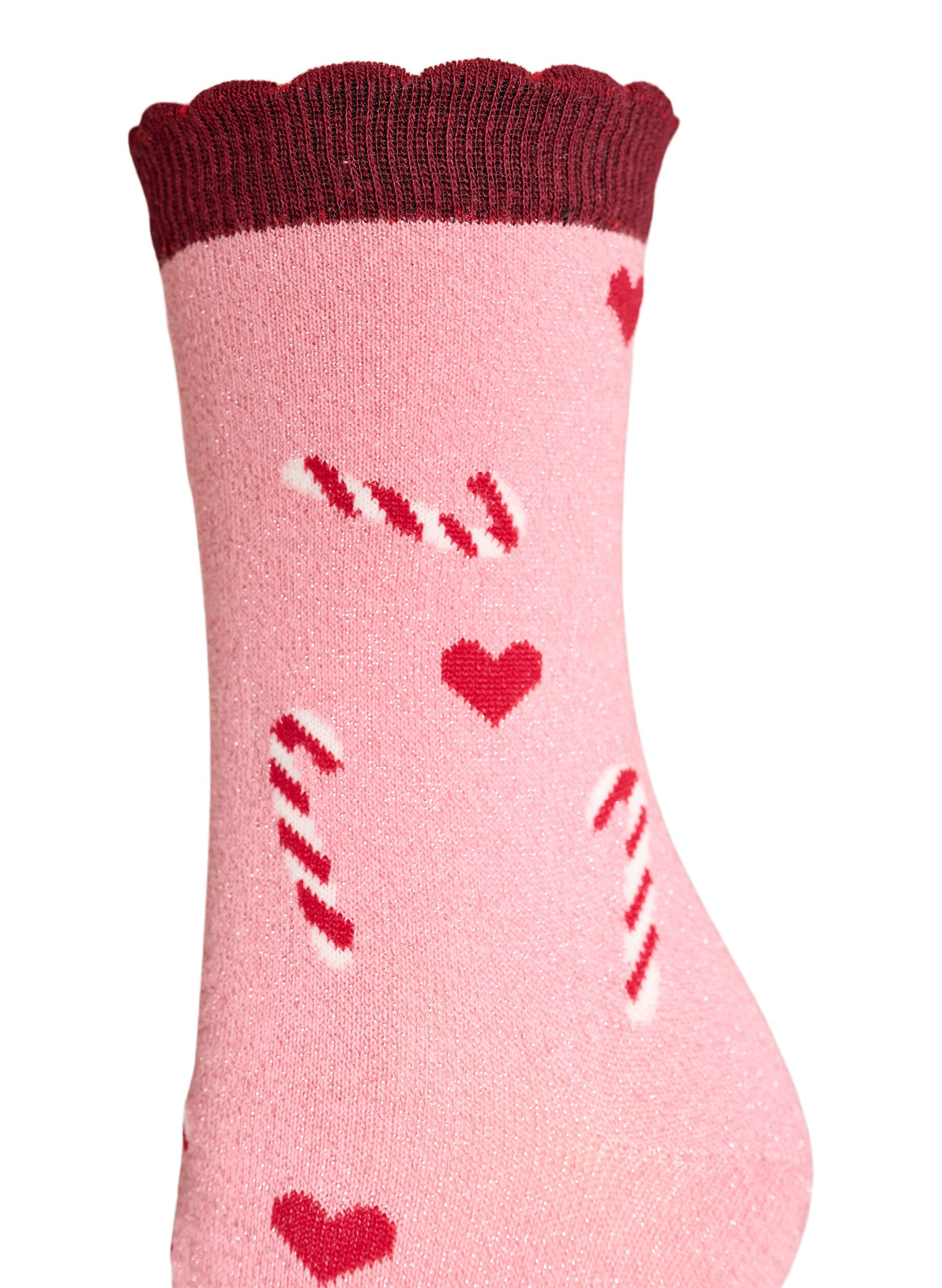 ZizziLot de 2 paires de chaussettes de No&euml;l, Rose, Packshot image number 2